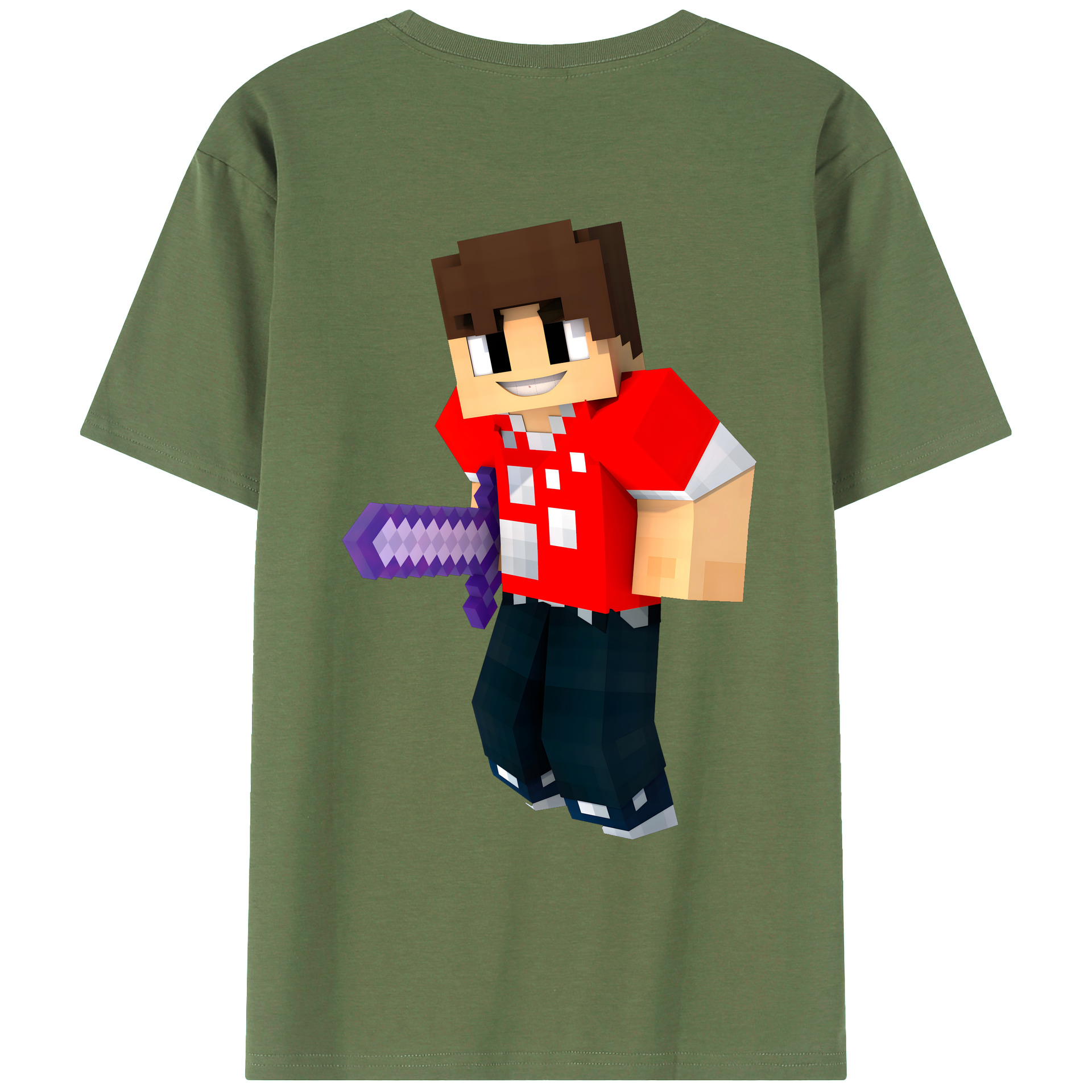 （画像用） マインクラフト ブロックの世界 Minecraft MC Block world 綿100％ メンズ半袖Tシャツ（バックプリント） 通気性